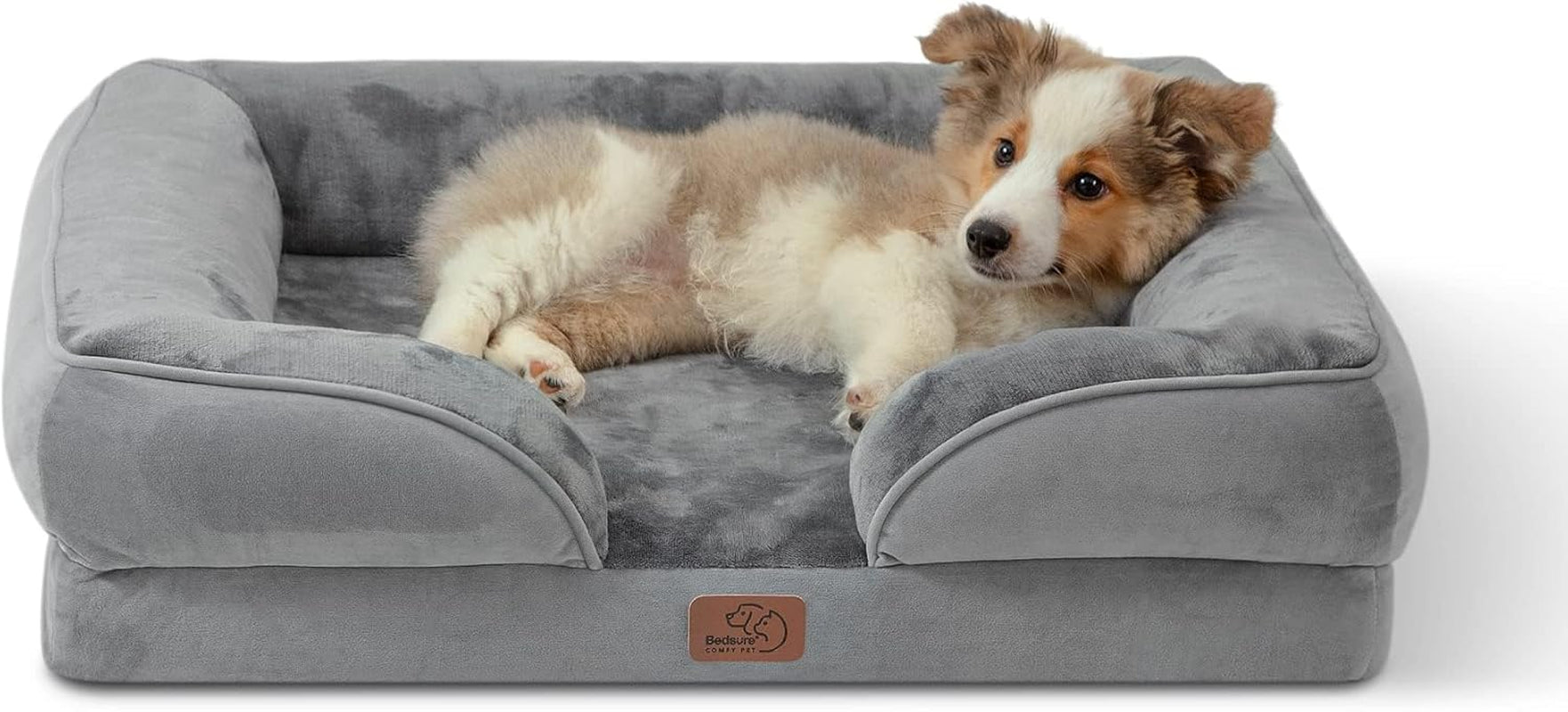 Orthopedic Dog Bed Medium Size Dogs - Washable Small Medium Dog Cat Bed Waterproof, Comfort Cats Couch Sofa with Washable Removable Cover, Pets Bed with Nonskid Bottom, Grey, 28"