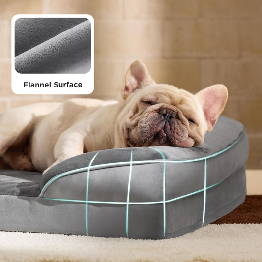 Orthopedic Dog Bed Medium Size Dogs - Washable Small Medium Dog Cat Bed Waterproof, Comfort Cats Couch Sofa with Washable Removable Cover, Pets Bed with Nonskid Bottom, Grey, 28"